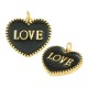 Μεταλλικό Μπρούτζινο Μοτίφ Καρδιά "LOVE" με Σμάλτο 20x17mm