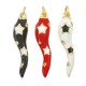 Enameled Brass Charm Horn with Zircon 26x6mm