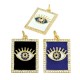 Enameled Brass Charm Tag Evil Eye with Zircon 15x20mm