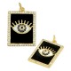 Enameled Brass Charm Tag Evil Eye with Zircon 15x20mm
