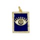 Enameled Brass Charm Tag Evil Eye with Zircon 15x20mm
