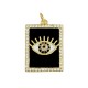 Enameled Brass Charm Tag Evil Eye with Zircon 15x20mm