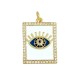 Enameled Brass Charm Tag Evil Eye with Zircon 15x20mm
