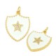Enameled Brass Charm Badge Star with Zircon 18x23mm