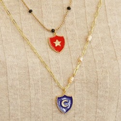 Colgante Metal Latón Estrella con Circones y Esmalto 18x23mm