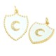 Enameled Brass Charm Badge Moon with Zircon 18x23mm