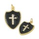 Enameled Brass Charm Badge Cross with Zircon 14x19mm