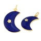 Breloque en Laiton Émaillé lune Étoile avec Zircon 14 x 21 mm