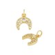 Zircon Brass Charm Moon 10x11mm