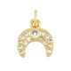 Zircon Brass Charm Moon 10x11mm