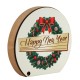 Wooden Deco Round "Happy New Year" 145x132mm
