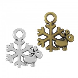 Zamak Charm Snowflake w/ Reindeer 10mm