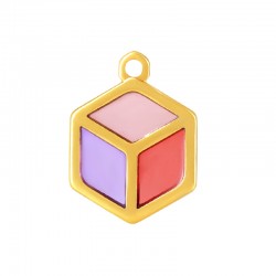 Zamak Charm Cube Hexagon w/ Enamel 20x22mm