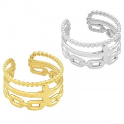 Bague Chaînes Croix Boulle 20mm en Acier Inoxydable