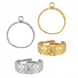 Bague Martelée avec Attache 21x7mm en Acier Inoxydable 304