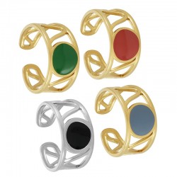 Stainless Steel 304 Ring w/ Circle & Enamel 20x10mm
