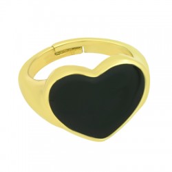 Brass Ring Heart w/ Enamel 22x15mm