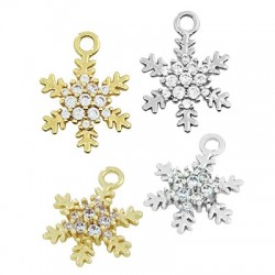 Brass Lucky Charm Snowflake w/ Zircon 10x14mm