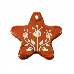 Ceramic Pendant Star w/ Flowers & Enamel 50mm