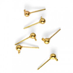 Brass Earring Ball Pin 4mm