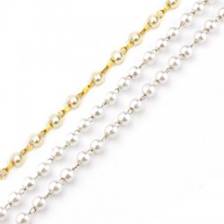 Chaîne maille en Acier Inoxydable avec perles acryliques (ABS) 3mm