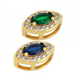 Clou Coulissant en Laiton avec œil Maléfique et Zircon 6 x 10 mm