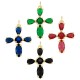 Zircon Brass Charm Cross 25x19mm