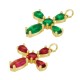 Breloque en Laiton avec Zircon en Forme de Croix 25 x 19 mm