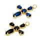 Zircon Brass Charm Cross 25x19mm