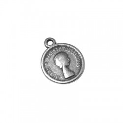 Zamak Charm Coin Queen Elizabeth 13mm