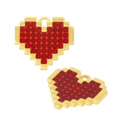 Enameled Zamak Charm Heart 23x21mm