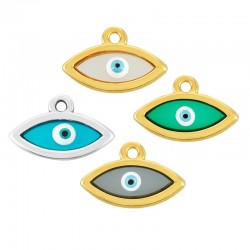 Zamak Charm Evil Eye w/ Enamel 18x8mm