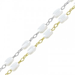 Brass Chain w/ Acrylic Pearls 3x5mm