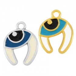 Zamak Charm Horseshoe w/ Evil Eye & Enamel 16mm