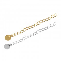 Brass Extension Chain 3x4mm w/ Round Charm 6mm (length 5cm)