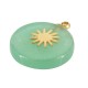 Breloque Ronde en Aventurine avec Soleil 15mm en Acier Inoxydable 304