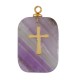 Amethyst Charm Tag w/ Stainless Steel 304 Cross 13x21mm