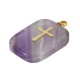 Amethyst Charm Tag with Stainless Steel 304 Cross 13x21mm
