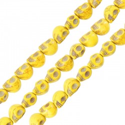Howlite 3D Skull Yellow 9.5x12mm (34pcs) (40cm)