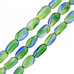 Glass Bead Oval Irregular 12x20mm (Ø~1.8mm) (~20pcs)