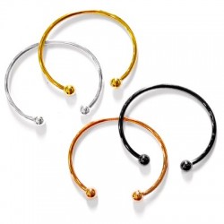 Bracelet Jonc Ajustable en Métal/Laiton 63mm avec 2 boules 8mm