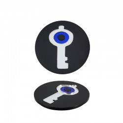 Plexi Acrylic Deco Candle Cap w/ Key & Evil Eye 80mm