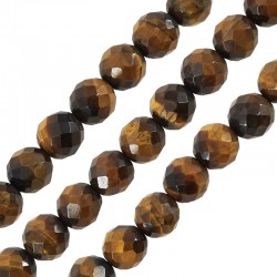 Tiger Eye Bead Round Faceted 10mm (Ø1.5mm) (~41pcs)
