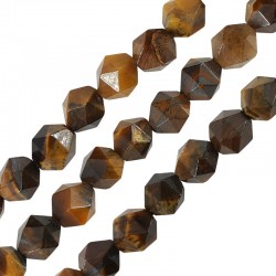 Tiger Eye Bead Diamond Cut (~8mm Ø1.2mm (~50pcs)