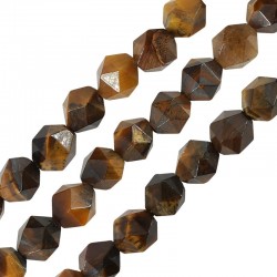 Tiger Eye Bead Diamond Cut (~8mm) (Ø1.2mm) (~50pcs)