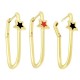 Pendiente Metal Latón Redondo con Estrella y Esmalte 30x15mm