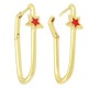 Brass Earring Hoop Star w/ Enamel 30x15mm