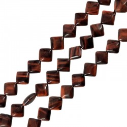 Red Tiger Eye Bead Rhombus Flat 10mm Ø1.5mm (34pcs)
