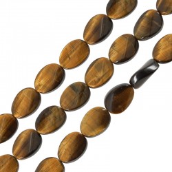 Tiger Eye Bead Oval Flat 13x18mm (Ø1.5mm) (22pcs)