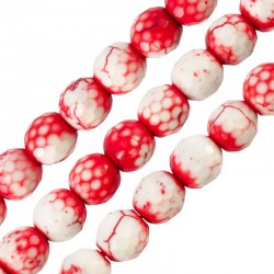 Howlite Bead Round Red Faceted 8mm (Ø1.7mm) (~50pcs)